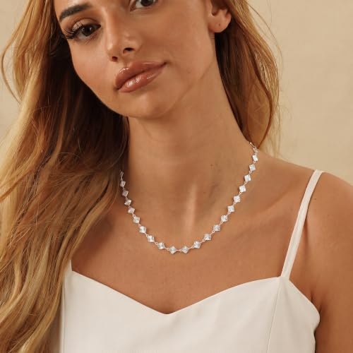 Robaice Necklaces for Women, 14K Gold/Silver Plated Chain Necklace | Dainty Paperclip Cuban Chain, Choker Necklace for Women, Non Tarnish Jewelry Gifts Trendy - color: Silver Chain