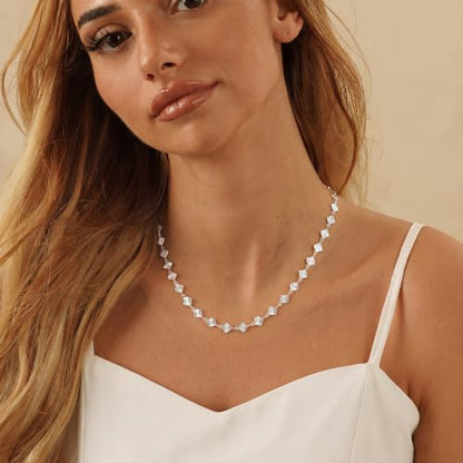 Robaice Necklaces for Women, 14K Gold/Silver Plated Chain Necklace | Dainty Paperclip Cuban Chain, Choker Necklace for Women, Non Tarnish Jewelry Gifts Trendy - color: Silver Chain