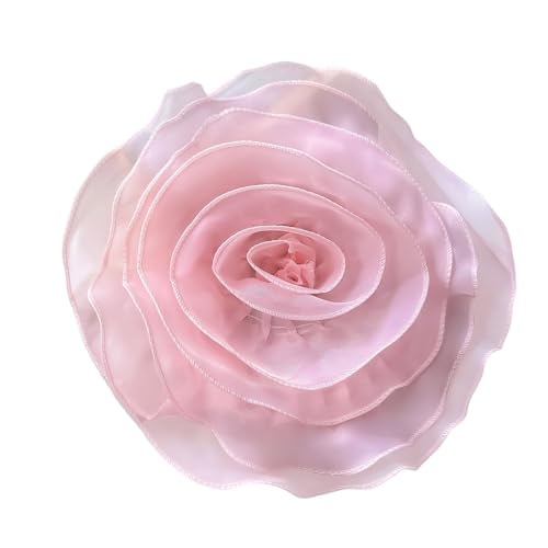10inch Extra Large Flower Brooch Pin for Women Fashion Dainty Organza Satin Fabric Big Camellia Brooches Lapel Pins Wedding Dance Party Dress Accessories Exaggerated Jewelry Gift - color: 10 inch Pink