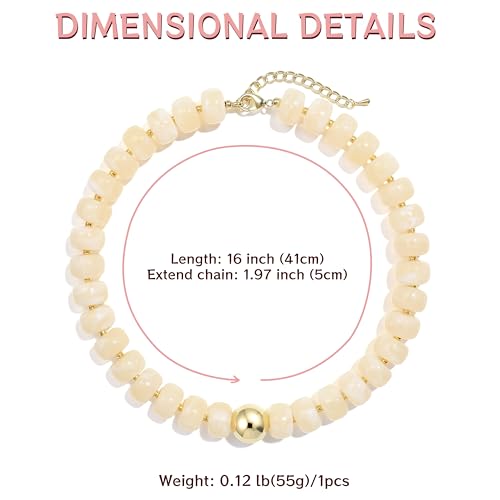 Badu Colorful Chunky Beaded Choker Necklace, Acrylic Colorful Bead Statement Necklaces, Adjustable Summer Beach Jewelry Gift for Women - color: Beige