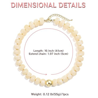 Badu Colorful Chunky Beaded Choker Necklace, Acrylic Colorful Bead Statement Necklaces, Adjustable Summer Beach Jewelry Gift for Women - color: Beige