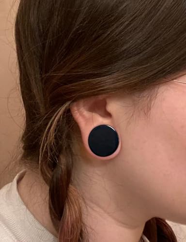 6G-30mm Solid Acrylic Black Gauges for Ear lightweight Tunnels Double Flared Saddle Ear Plugs Tunnels Earrings for Women Men - color: 0G = 8mm