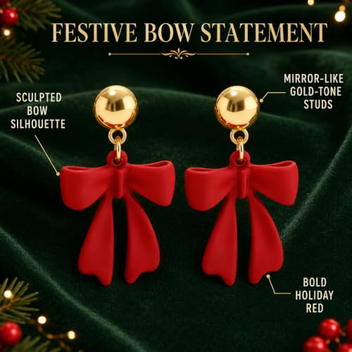 Bow Earrings Red Earrings for Women Dangle Cute Earrings Red Stuff Jewelry Outfits Accessories Gifts for Girls - color: A1:red bow earrings