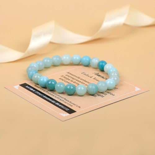 AD Beads Handmade Gemstone Stretch Elastic Bracelet Crystal Healing Reiki Nature's Beauty and Spiritual Essence Unisex (6mm, Amazonite (Unlock Your True Self)) - color: Amazonite (Unlock Your True Self), size: 6mm