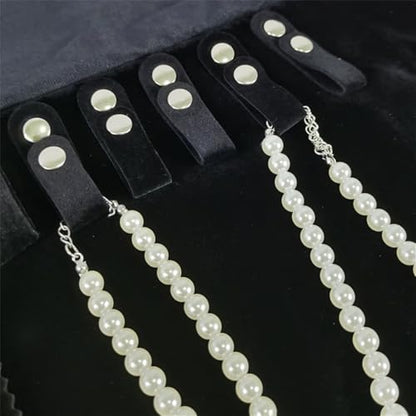 Velvet Travel Jewelry Case Roll Bag Organizer for Necklace Bracelet Earrings Ring (Black) (Black(4+2+2+6)) - color: Black (4+2+2+6)