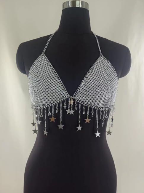 Body Chain Bra Fashion Shoulder Necklaces Bra Chain Body Jewelry - color: Silver Six