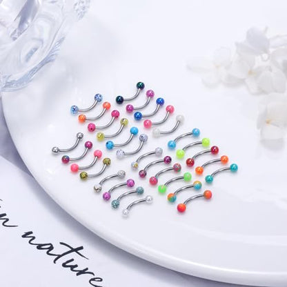Eyebrow Piercing Jewelry 16G Stainless Surgical Steel Curved Barbell Eyebrow Ring Vertical Labret Lip Jewelry Rook Daith Earrings Piercing Jewelry for Women Men 6mm/8mm/10mm 16 Gauge - color: 10MM-Mix Color
