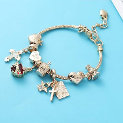 Cross bracelet for women Sacred Heart of Jesus Gold Bracelets for Women Confirmation and Baptism Gifts, Encouragement Presents for Mom Sister Daughter and Friends, Christian Jewelry | sacred heart bracelet,christian bracelet,heart bracelet for women,catho