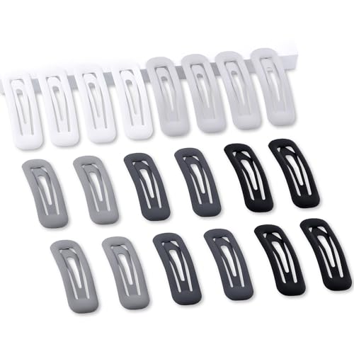 20 PCS Small Rectangle Hair Barrettes For Women Non Slips Snap Clips For Thin Fine Hair,Matte Black Gray White,1.97 x 0.55Inch - color: Matte Black Gray White