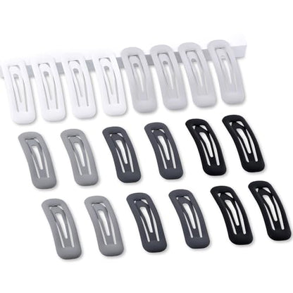 20 PCS Small Rectangle Hair Barrettes For Women Non Slips Snap Clips For Thin Fine Hair,Matte Black Gray White,1.97 x 0.55Inch - color: Matte Black Gray White
