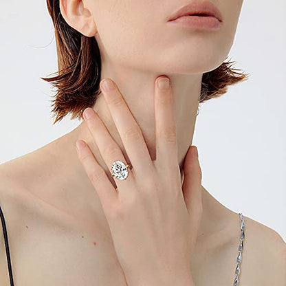 Linawe Cubic Zirconia Imitation Diamond Moissanite Rings for Women, 14K Gold/Rose Gold/Silver Adjustable Chunky Ring, Costume Rhinestone Jewelry for Wedding Engagement | Costume Jewelry, Copper, Large, Cocktail, Birthstone, Rhinestone, Gemstone, Cubic Zir