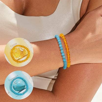 BROCC 16PCS Natural Healing Crystal Bracelets for Women 6mm Beads Bracelet | Healing Crystal Beads, Stretch Bracelet,Natural Stone,Handmade and easy to wear,Yoga Bracelets,Meaning Card Bracelet Gift Set