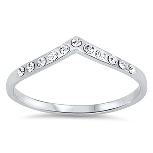 CHOOSE YOUR COLOR Sterling Silver Chevron Thumb Ring - color: High Polish CZ