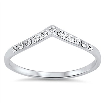 CHOOSE YOUR COLOR Sterling Silver Chevron Thumb Ring - color: High Polish CZ