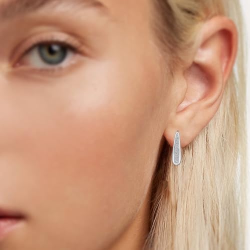 Hoop Earrings for Women Chunky Huggie Hoop Earrings Gold Sterling Silver Cz Oval Hoop Earrings Lightweight Chunky Thick Hoops Dainty Hypoallergenic Jewelry for Mom Wife Birthday Party Gifts - color: Silver