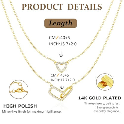 RANKEEF Layered Gold Necklaces for Women Sterling Silver Necklace Waterproof Silver Necklace For Women Adjustable Sterling Silver Necklace For Women Set Jewelry Gift - color: Gold-C