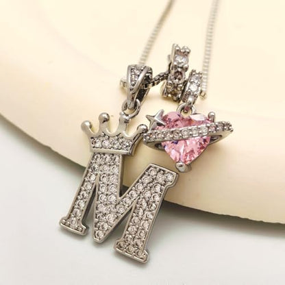 18K Gold & Silver Plated Initial Necklaces for Women - color: M-Silver