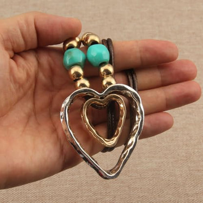 Boho Necklaces for Women Chunky Circle Necklace Bohemian Necklaces | Chunky Boho Necklace for Women Layered Boho Circle Leather Choker Necklace Long Vintage Necklaces Bohemian Jewlery Gifts - style: Large Pendant Necklace Women