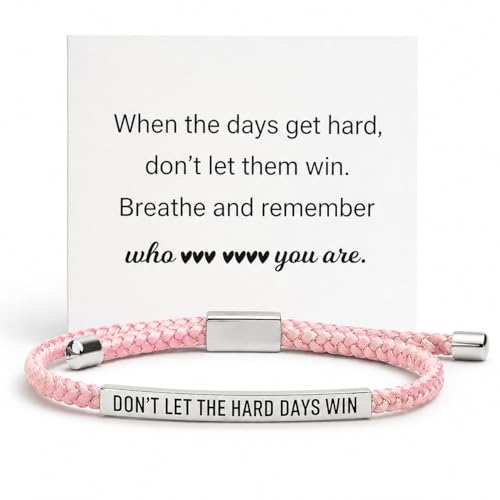 Frodete Dont Let The Hard Days Win Bracelet Inspirational Gifts for Women Adjustable Braided Tube Bracelet Gifts for Friends - color: A3:pink