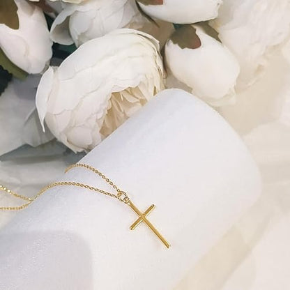 Airmb Cross Necklace for Women Gold/Silver Plated Layered Dainty Cross Chain Trendy Choker Satellite Charm Small Crucifix Pendant Gold/Silver Necklace Stackable Hypoallergenic Delicate Gift for Women - color: Gold-3PCS Cross