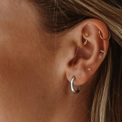 2 Pcs 14k Gold Filled Eyebrow Rings, 16G Threaded Rook Piercing Jewelry, Surgical Steel Vertical Lip Labret Belly Tongue Ring Daith Earring Curved Barbells - color: 10mm-2pcs Cone Top