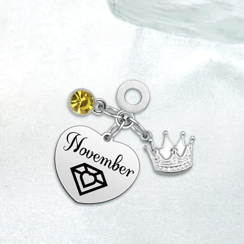 Birthday Gifts for Women Birthstone Charms for Bracelets Necklaces Jewelry Gift for Mom Wife Daughter Granddaughter Niece Sister Girlfriend - color: November