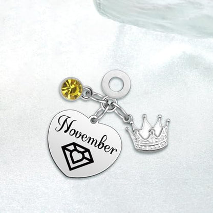 Birthday Gifts for Women Birthstone Charms for Bracelets Necklaces Jewelry Gift for Mom Wife Daughter Granddaughter Niece Sister Girlfriend - color: November