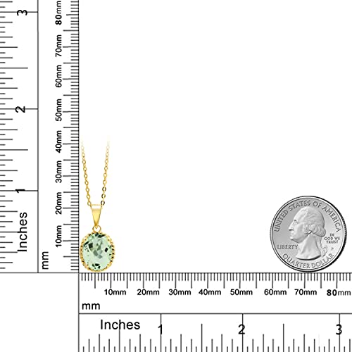 Gem Stone King 11X9MM Oval Gemstone Birthstone Pendant Necklace | 925 Sterling Silver | Solitaire Necklace For Women | With 18 Inch Chain | Fine Jewelry Gifts for Mom Women Wife Her - color: Prasiolite