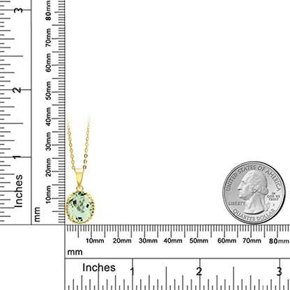 Gem Stone King 11X9MM Oval Gemstone Birthstone Pendant Necklace | 925 Sterling Silver | Solitaire Necklace For Women | With 18 Inch Chain | Fine Jewelry Gifts for Mom Women Wife Her - color: Prasiolite