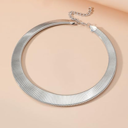 Collar Necklace for Woman Trendy Silver Choker Necklaces for Woman Statement Open Round Collar Choker Necklace - style: Style 2