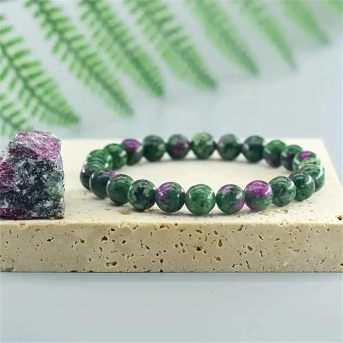 Amethyst Bracelet for Women Men, Elegant Handmade Natural Gem Stone Round Beaded Stretch Elastic Adjustable Healing Bracelets 8mm Gifts - color: AL-0173, size: Medium