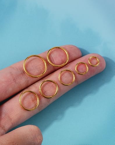 316L Stainless Steel Hoop Earrings, Hinged Segment Earrings Hoop, Cartilage Helix Conch Daith Septum Earrings Hoops - color: Gold, size: 1.0*5mm