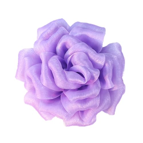Flash Camellia Flower Brooch Pin for Women Men Elegant Texture Fabric Dahlia Rose Floral Brooches Lapel Pins Dainty Wedding Holiday Party Costume Dress Accessories Jewelry - color: Light Purple