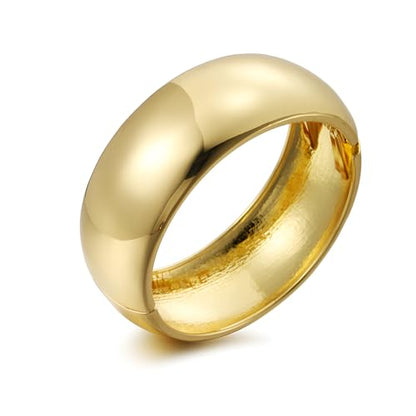 Golden Polished Chunky Twisted Hinged Waterdrop Bangle Bracelet for Women Spiraled Oval Bangle Bracelet - color: Gold Large Round Bangle