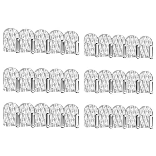 Gesodant 6 Pack Hanging Jewelry Organizer, Self-Adhesive Jewelry Hooks, Clear Wall Mounted Jewelry Hanger, Necklace Display Holder, 30 Hooks in Total