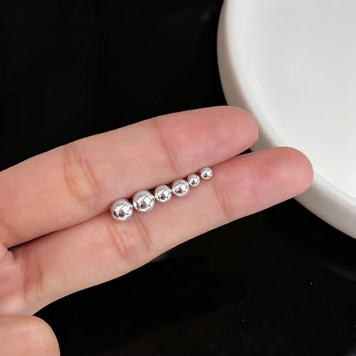 IMBOS Pearl Earrings 14k Gold Plated Daisy Flower Stud Earrings for Women Ball Stud Flat Back Earring Hypoallergenic Statement Earring Trendy Jewelry Gift for Women - color: Silver-Ball 3,4,5