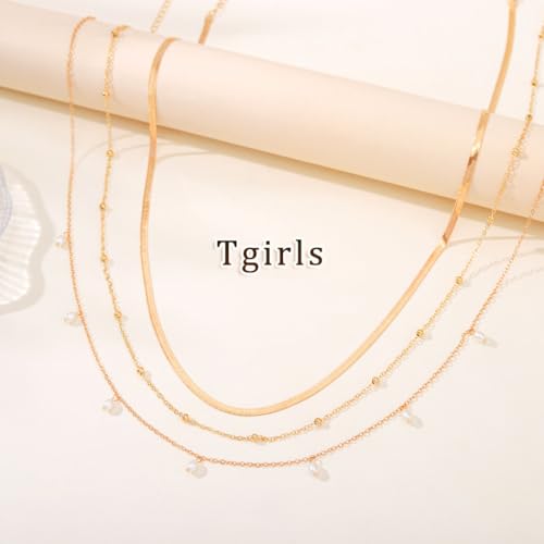 Tgirls Gold Waist Chain for Women Rhinestone Layered Belly Chains Beads Body Chain Heart-Shaped Beach Body Jewelry for Summer - style: 3 Layers