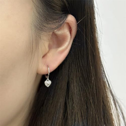 Dainty Heart Love Small Huggie Hoop Earrings for Women Girls 925 Sterling Silver Tiny Cute Charms Dangle Drop Cartilage Hypoallergenic Minimalist Jewelry Gifts