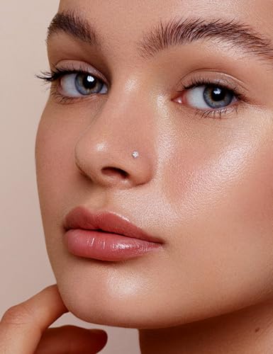 18G 20G 22G Round Cubic Zirconia Nose Rings Studs for Women Men 316L Stainless Surgical Steel Nose Ring Stud Piercing Jewelry Silver Gold Clear CZ 1.5mm 2mm 2.5mm 3mm - style: 20G Straight Silver