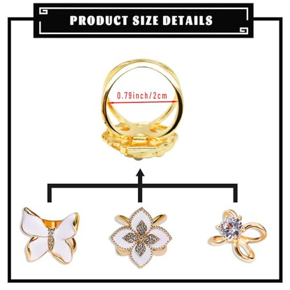 3pcs Elegant Rhinestone Daisy FLowers Scarf ring Buckle for Lady Heart Crystal Rhinestone Scarves Clip Buckle for women - color: Scarf clip N-3PCS