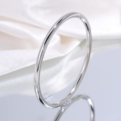 Minimal Silver Bangle for Women, Seamless Closed Stainless Steel Bracelet