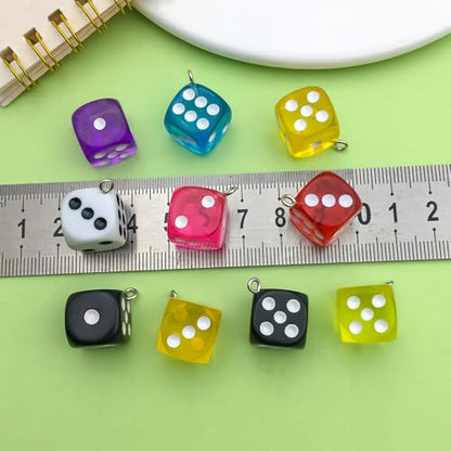 Sailanzi 30pcs Resin material semi transparent dice Pendant Jewelry Making DIY Keychain Earrings Pendant Various Design Charms for Jewelry Making Bracelets Necklace (SN151) - color: SN151