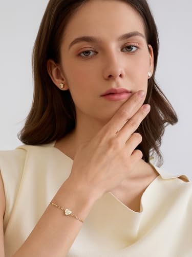 Gold Initial Bracelet For Women, 14k Gold Letter Bracelets | Adjustable Stacking Bracelets Jewelry Gift For Women, Valentines Mother Christmas Jewelry for Women Her 6.5-8 Inch - color: S