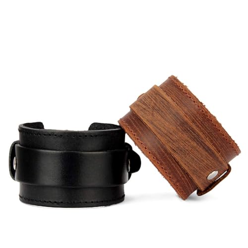 JAOYU Punk Leather Cuff Bracelet Goth Leather Wristband Rock Bracelet Biker Bracelet for Men Leather Armband Black Handmade Jewelry - color: Heavy Metal Leather Bracelet