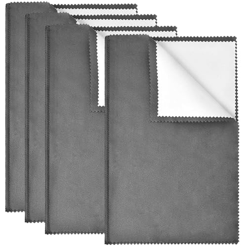 SEVENWELL Silver Polishing Cloth, 4PCS Large Jewelry Cleaning Cloths | Dual-Layer Cleaning, 10" × 12" Large Size, Reusable, Helps Remove Tarnish, Restores Shine, Jewelry Care - color: 4pcs Dark Gray