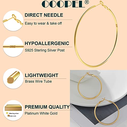 2mm Sterling Silver Big Hoop Earrings For Women - Large Hypoallergenic Circle Endless Thin Oversize Silver Hoops - color: Gold,20mm hoops