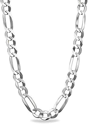 Savlano 925 Sterling Silver 7.5mm Italian Solid Figaro Link Chain Necklace With Gift Box For Men & Women - Made in Italy