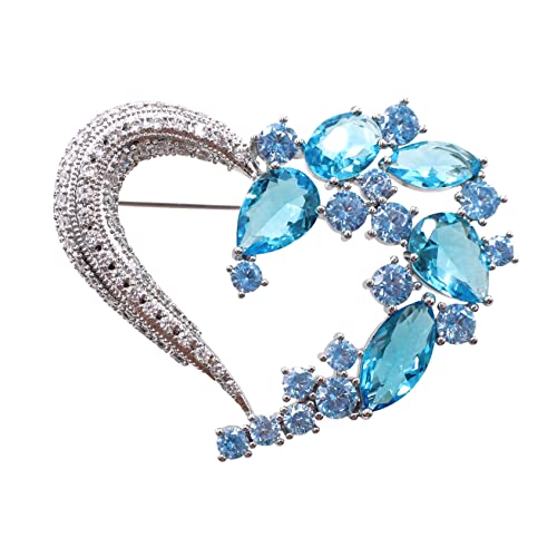 Brooch Pins for Women Girls Fashion Flower Crystal Rhinestone Pearl Jewelry - color: Light Blue