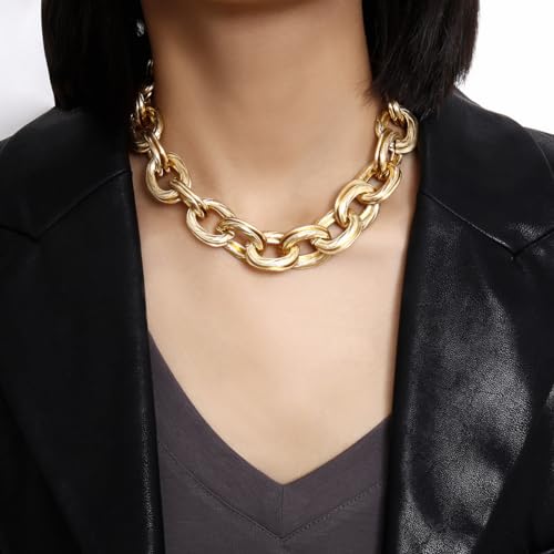 CSIYANJRY99 Chunky Gold Necklaces for Women,Multilayer Punk 80s Hip Hop Necklace,Layered Cuban Link Chain Statement Necklace 90s Freaknik Outfit Accessories for Women - color: Gold Chunky