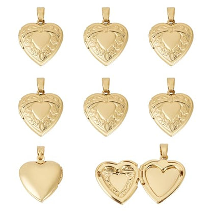 Craftdady 18K Gold Plated Brass Photo Locket Frame Pendants Charms for Necklaces Personalized Jewelry Crafts Making - size: 22.5x19.5mm Heart c